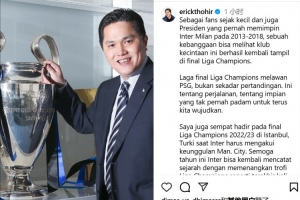 托希尔：深爱的国米再次进欧冠决赛让我骄傲，希望今年能书写历史